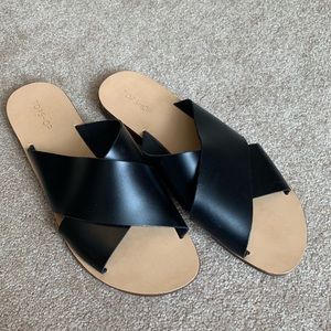 Top shop black crisscross slides